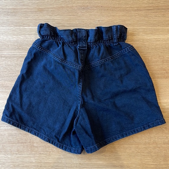 Zara Girls Black Denim Paperbag Waist Shorts 13-14 164cm - Picture 3 of 6